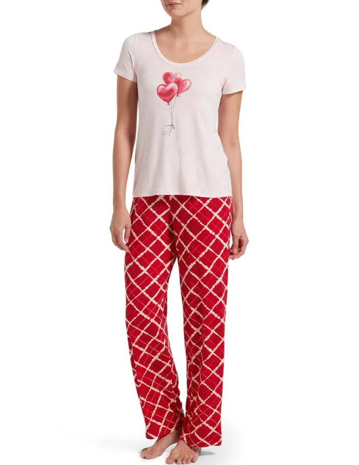 Hue High On Love Short Sleeve Set Pink Dogwood Women Sets