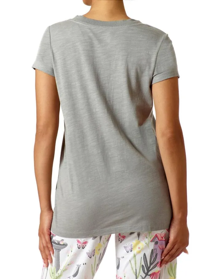 Hue Optimistic Short Sleeve PJ Swing Tee Frost Grey Women Tops