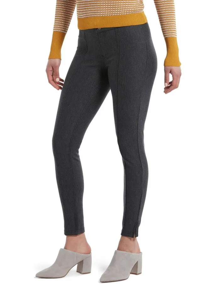 Hue Pintucked Tweed 78 Leggings Black Women Knit