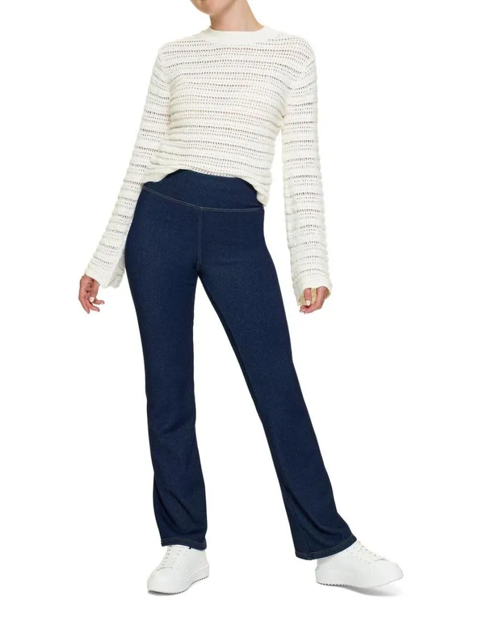 Hue Plush Lined Denim Bootcut Legging Midnight Rinse Women Bootcut