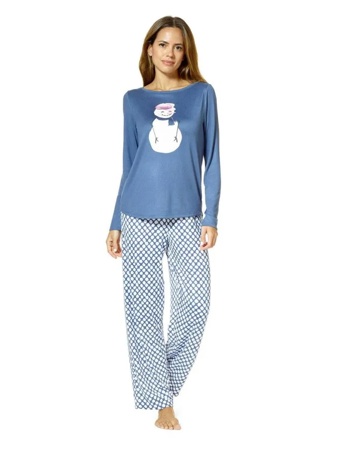 Hue Snowman Smiles PJ Set Blue Indigo Women Sets