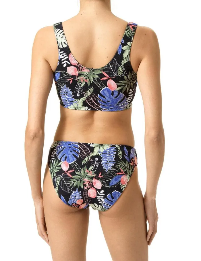 Hue Tropical Breeze Reversible Sporty Bikini Top Black Women Tops