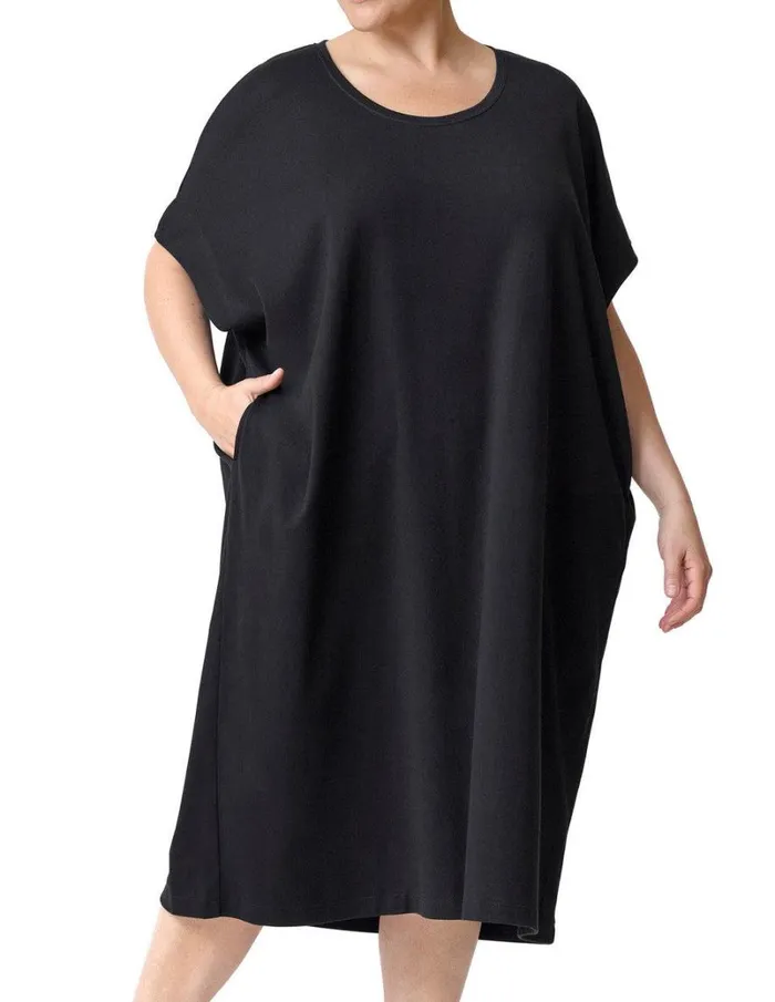 Hue Wear Ever U R Short Sleeve Calf T Shirt Dress Black Women Plus Size