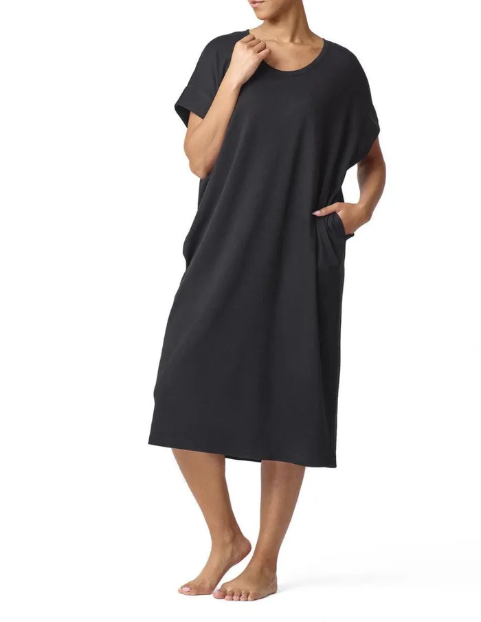 Hue Wear Ever U R Short Sleeve Calf T Shirt Dress Black Women Plus Size
