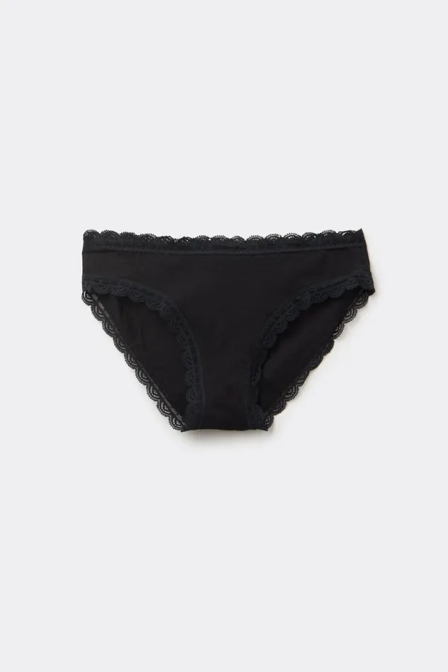 Intimissimi Bikini Panties Women Cotton And Lace Panties 019 8211 Black