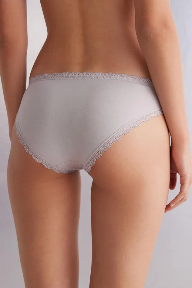 Intimissimi Bikini Panties Women Cotton And Lace Panties Pale Grey 347j 8211 Ice Grey