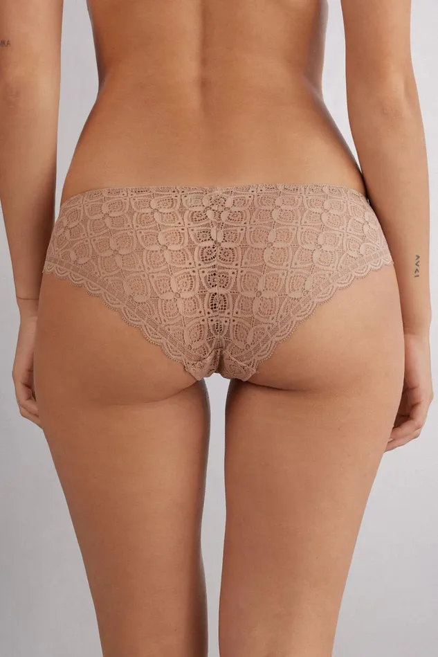 Intimissimi Bikini Panties Women Low Rise Lace Panties Natural 044 8211 Honey Soft Beige