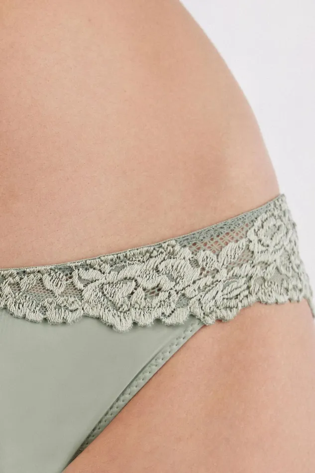 Intimissimi Bikini Panties Women Pretty Flowers Panties 657j 8211 Fade Green