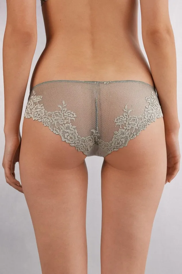 Intimissimi Bikini Panties Women Pretty Flowers Panties 657j 8211 Fade Green