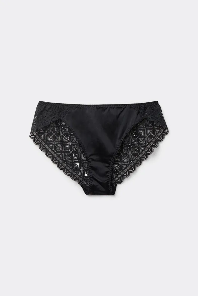 Intimissimi Bikini Panties Women Silk And Lace Briefs Black 019 8211 Black