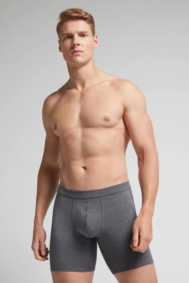 Intimissimi Boxers Men Superior Cotton Long Boxers Dark Grey 5227 8211 Heathered Graphite Grey