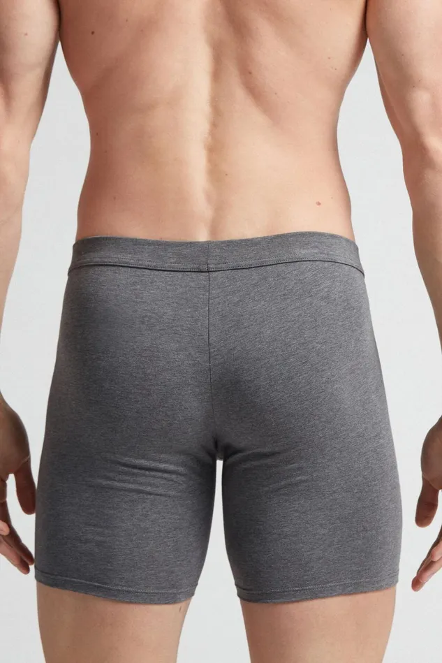 Intimissimi Boxers Men Superior Cotton Long Boxers Dark Grey 5227 8211 Heathered Graphite Grey