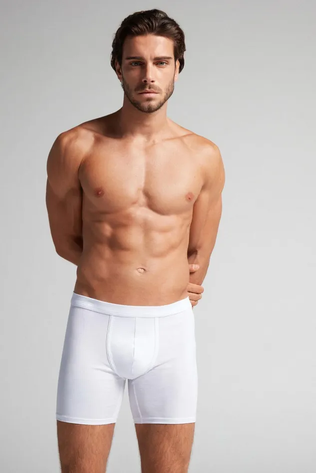 Intimissimi Boxers Men Superior Cotton Long Boxers White 001 8211 White