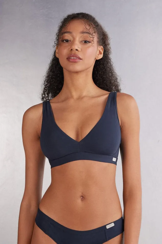 Intimissimi Bralette Women Lara Cotton Triangle Bra Blue 1467 8211 Intense Blue