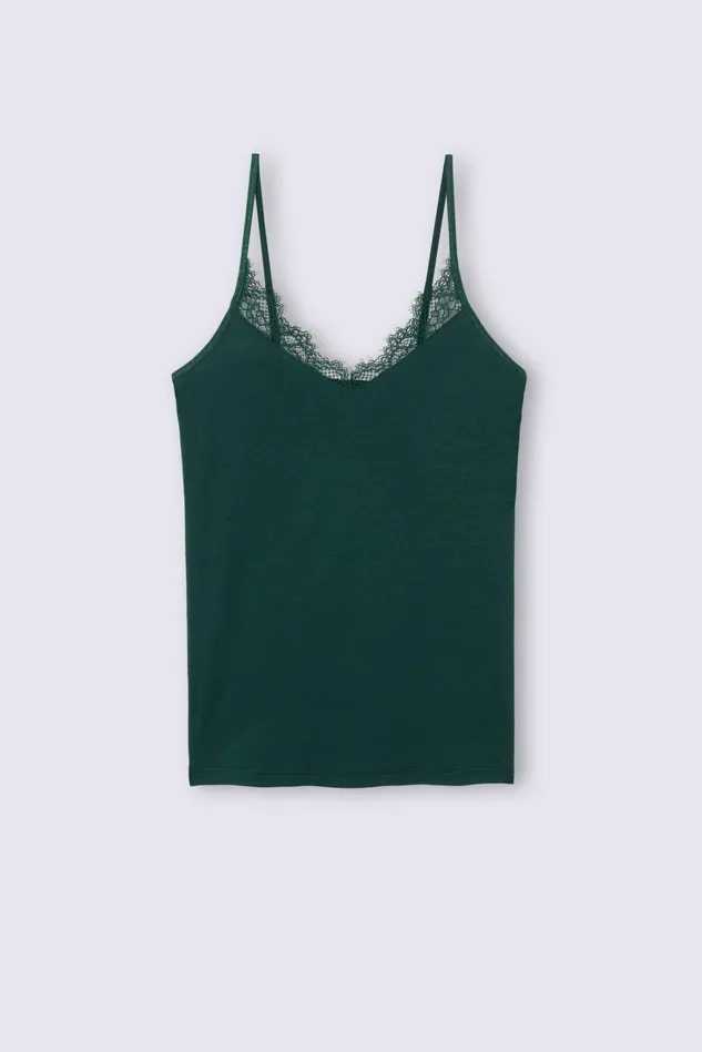 Intimissimi Camisoles Tank Tops Women Modal Ultralight Cashmere Blend Top With Lace 448j 8211 Velvet Green