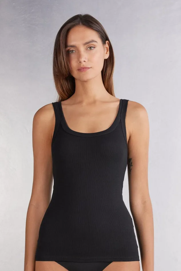 Intimissimi Camisoles Tank Tops Women Superior Cotton Racer Back Tank Top Black 019 8211 Black Intimissimi Camisoles Tank Tops Women Superior Cotton Racer Back Tank Top Black 019 8211 Black