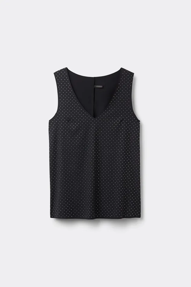 Intimissimi Camisoles Tank Tops Women Time To Sparkle Rhinestone Tank Top Black 3456 8211 Nerocrystal