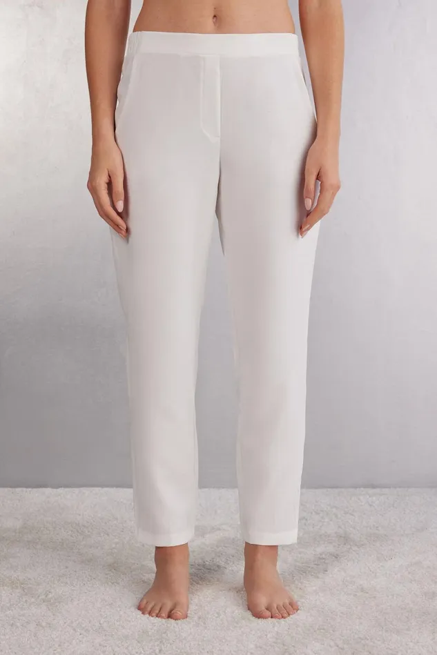 Intimissimi Leggings Pants Women Trousers With Pockets Ivory 2127 8211 Talc White