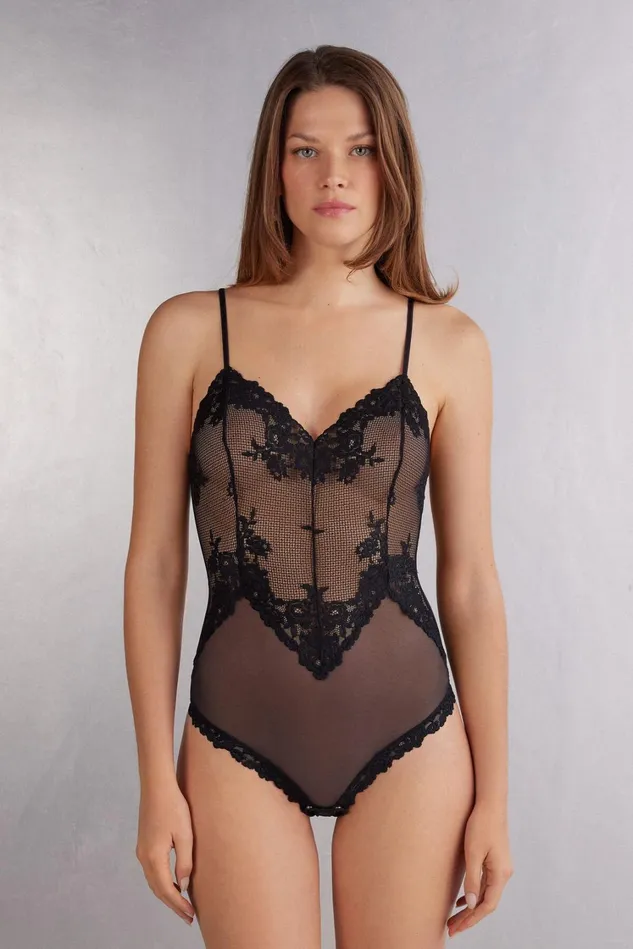 Intimissimi Lingerie Bodysuits Women Pretty Flowers Tulle And Lace Bodysuit Black 019 8211 Black Intimissimi Lingerie Bodysuits Women Pretty Flowers Tulle And Lace Bodysuit Black 019 8211 Black