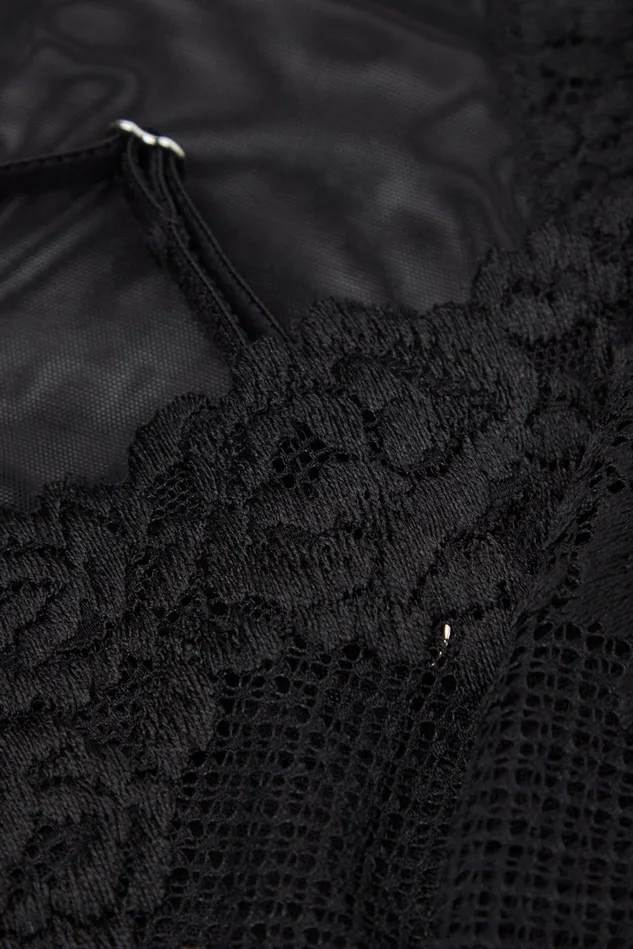 Intimissimi Lingerie Bodysuits Women Pretty Flowers Tulle And Lace Bodysuit Black 019 8211 Black