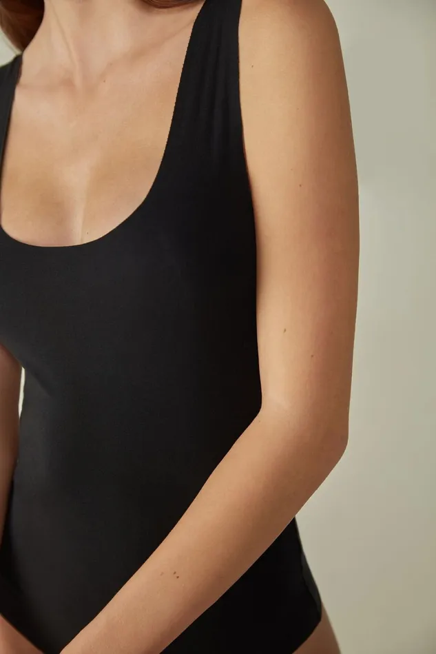 Intimissimi Lingerie Bodysuits Women Raw Edge Cotton Bodysuit Black 019 8211 Black