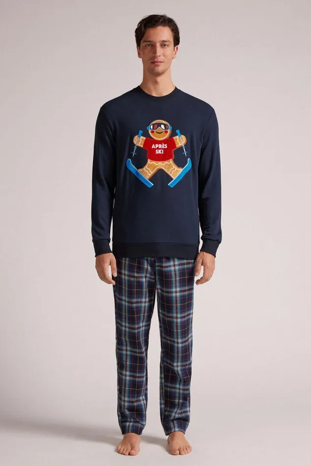 Intimissimi Long Pajamas Men Gingerbread Aprs Ski Full Length Plush Modal Pajamas Blue 800 8211 Blu Notte Intimissimi Long Pajamas Men Gingerbread Aprs Ski Full Length Plush Modal Pajamas Blue 800 8211 Blu Notte