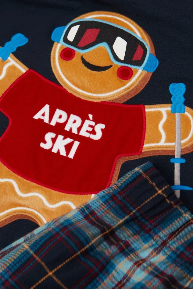 Intimissimi Long Pajamas Men Gingerbread Aprs Ski Full Length Plush Modal Pajamas Blue 800 8211 Blu Notte