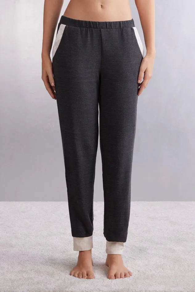Intimissimi Long Pajamas Women Baby Its Cold Outside Modal And Wool Jogger Pants Grey 461j 8211 Charcoal Grey Blend