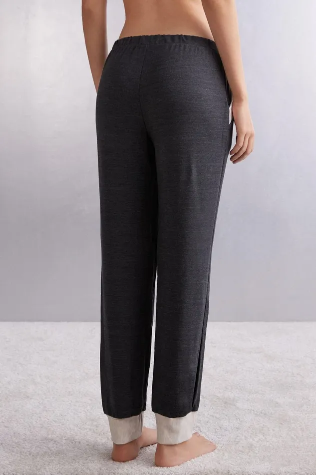 Intimissimi Long Pajamas Women Baby Its Cold Outside Modal And Wool Jogger Pants Grey 461j 8211 Charcoal Grey Blend