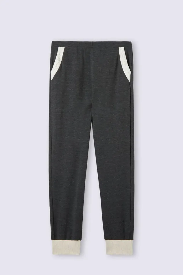 Intimissimi Long Pajamas Women Baby Its Cold Outside Modal And Wool Jogger Pants Grey 461j 8211 Charcoal Grey Blend