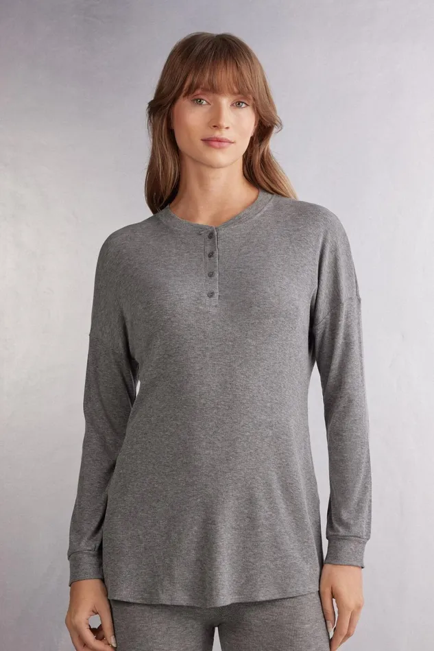 Intimissimi Long Pajamas Women Luxury Comfort Long Sleeve Top Grey 456j 8211 Medium Grey Mel Intimissimi Long Pajamas Women Luxury Comfort Long Sleeve Top Grey 456j 8211 Medium Grey Mel