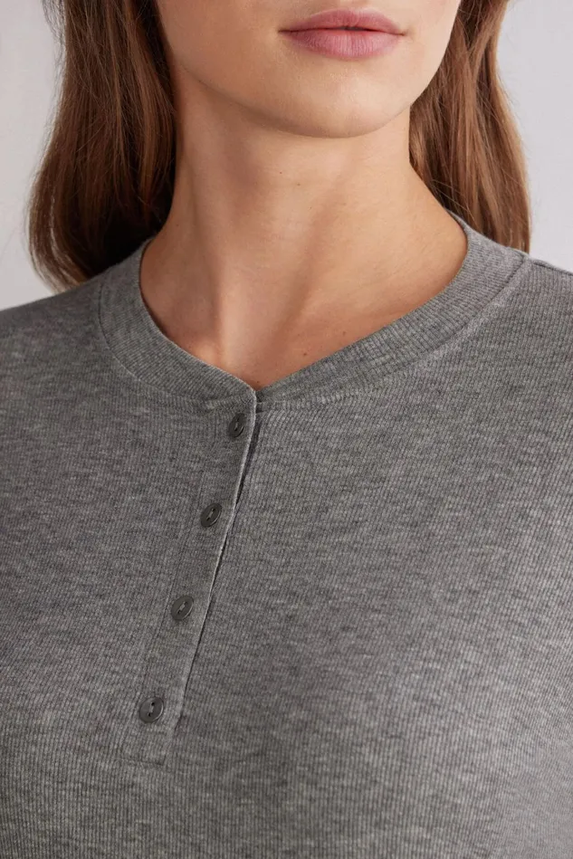 Intimissimi Long Pajamas Women Luxury Comfort Long Sleeve Top Grey 456j 8211 Medium Grey Mel