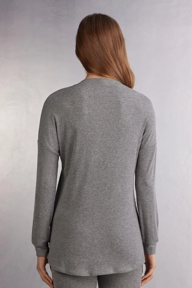 Intimissimi Long Pajamas Women Luxury Comfort Long Sleeve Top Grey 456j 8211 Medium Grey Mel
