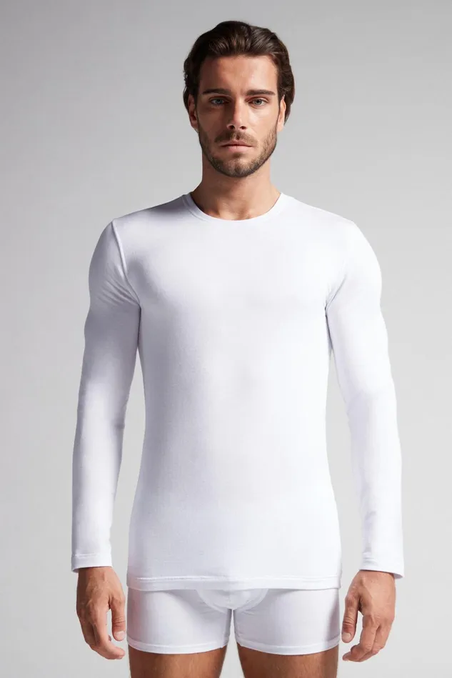 Intimissimi Long Sleeve Tops Men LongSleeve ModalCashmere Top White 001 8211 White Intimissimi Long Sleeve Tops Men LongSleeve ModalCashmere Top White 001 8211 White