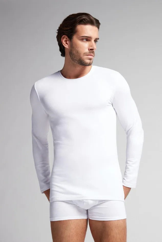 Intimissimi Long Sleeve Tops Men LongSleeve ModalCashmere Top White 001 8211 White