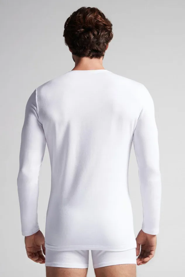 Intimissimi Long Sleeve Tops Men LongSleeve ModalCashmere Top White 001 8211 White