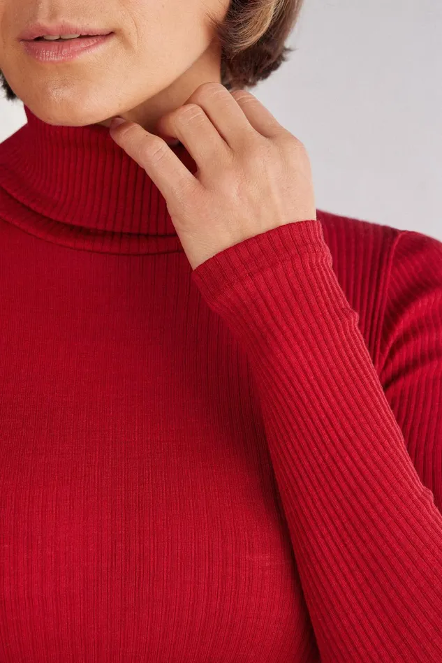 Intimissimi Long Sleeve Tops Women LongSleeve HighNeck Tubular Top In Wool And Silk Red 1473 8211 Rosso