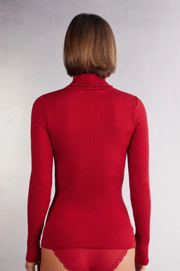 Intimissimi Long Sleeve Tops Women LongSleeve HighNeck Tubular Top In Wool And Silk Red 1473 8211 Rosso