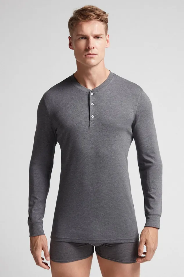 Intimissimi Pajama Separates Men Long Sleeve Cotton Tops Dark Grey 5227 8211 Heathered Graphite Grey Intimissimi Pajama Separates Men Long Sleeve Cotton Tops Dark Grey 5227 8211 Heathered Graphite Grey