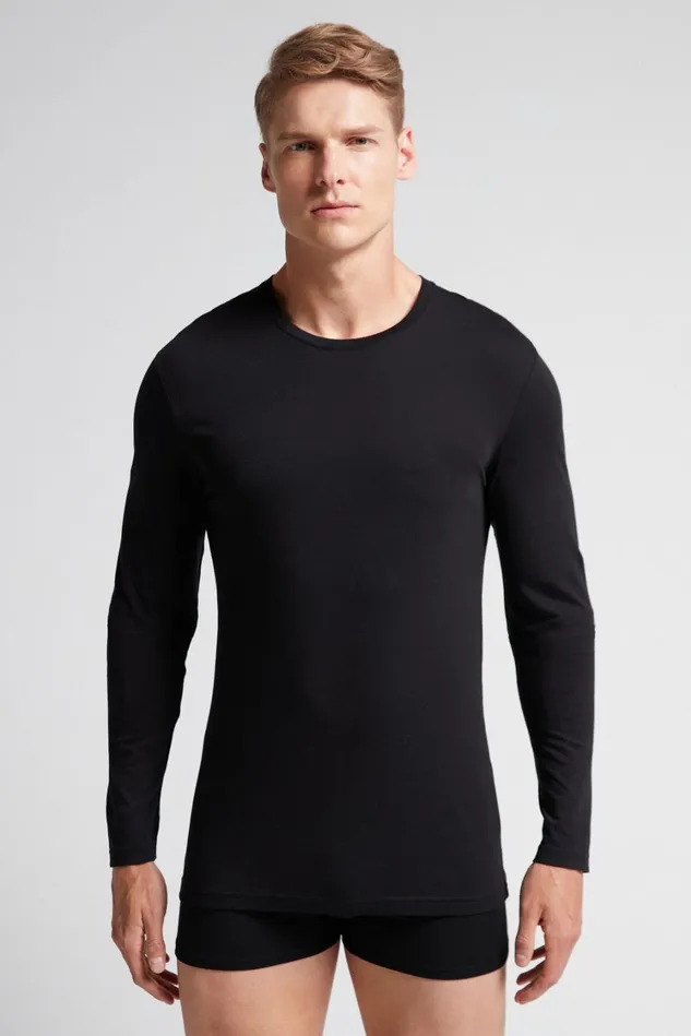 Intimissimi Pajama Separates Men Superior Cotton Long Sleeve Top Black 019 8211 Black Intimissimi Pajama Separates Men Superior Cotton Long Sleeve Top Black 019 8211 Black