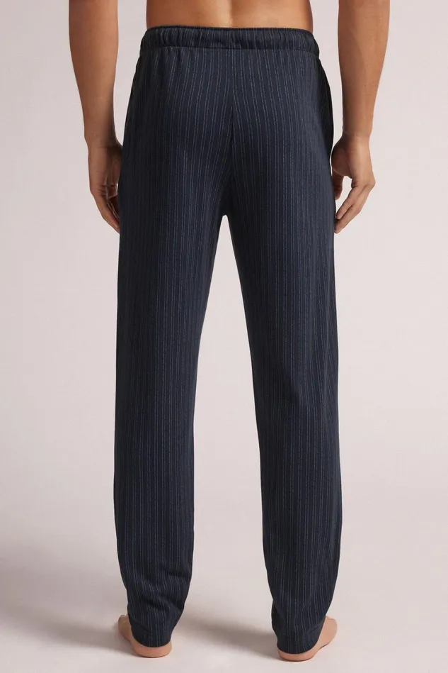Intimissimi Pants Men Blue Pinstripe Print Cotton Pants Blue 682j 8211 Gessato Blu