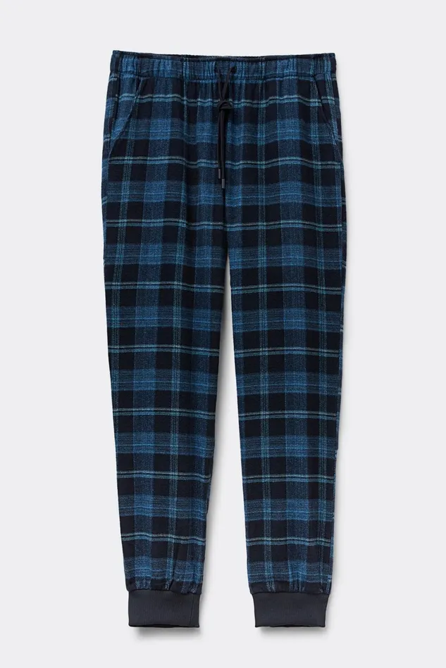 Intimissimi Pants Men Denim Blue Check Print Brushed Cotton Cloth Pants Blue 732j 8211 Check Blu Denim