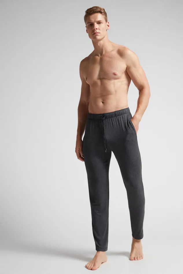 Intimissimi Pants Men Silk And Modal Trousers Grey 040 8211 Dark Grey Blend