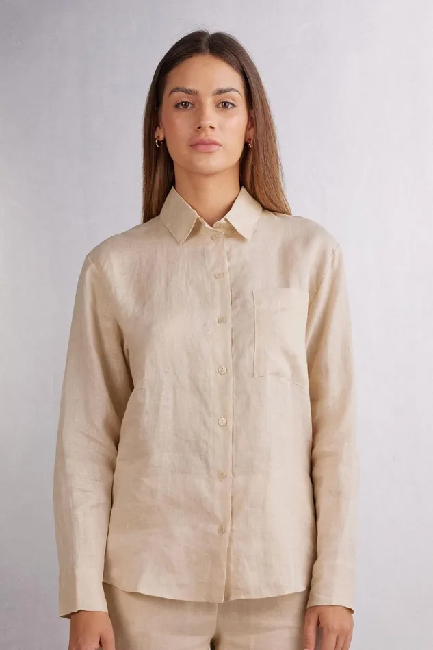 Intimissimi Shirts Women Linen Cloth Shirt Natural 913i 8211 Rope Beige