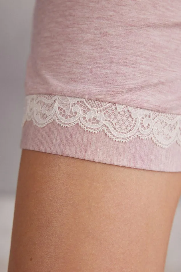Intimissimi Short Pajamas Women Modal Shorts With Lace Details Pale Pink 008j 8211 Heathered Light Pink