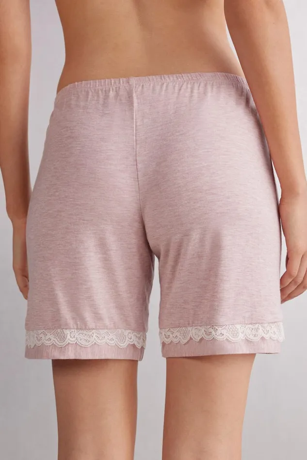 Intimissimi Short Pajamas Women Modal Shorts With Lace Details Pale Pink 008j 8211 Heathered Light Pink