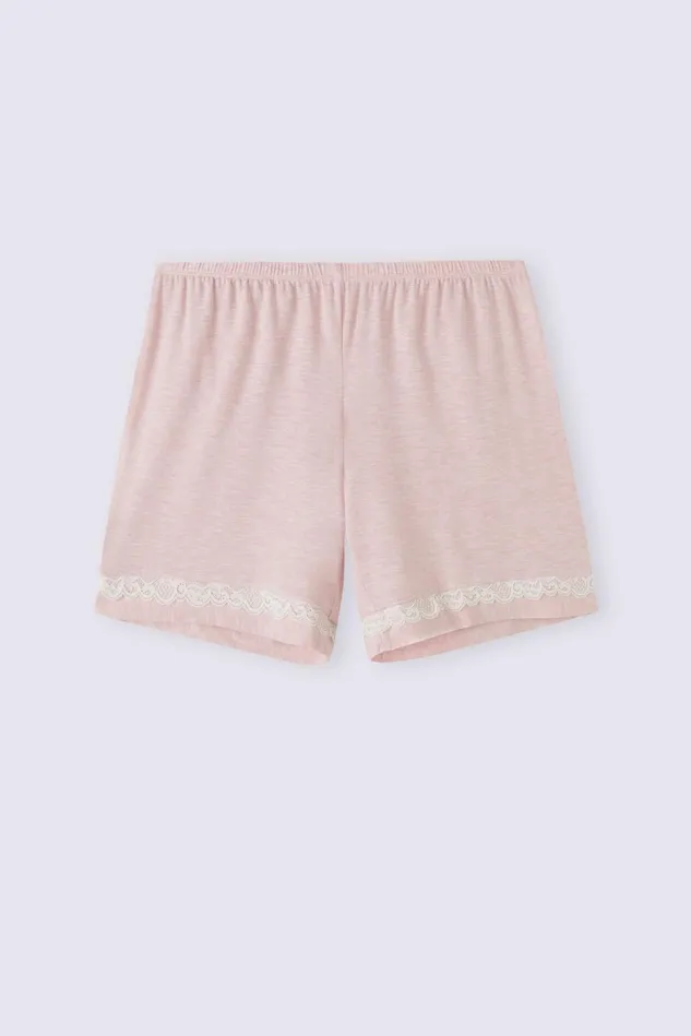 Intimissimi Short Pajamas Women Modal Shorts With Lace Details Pale Pink 008j 8211 Heathered Light Pink