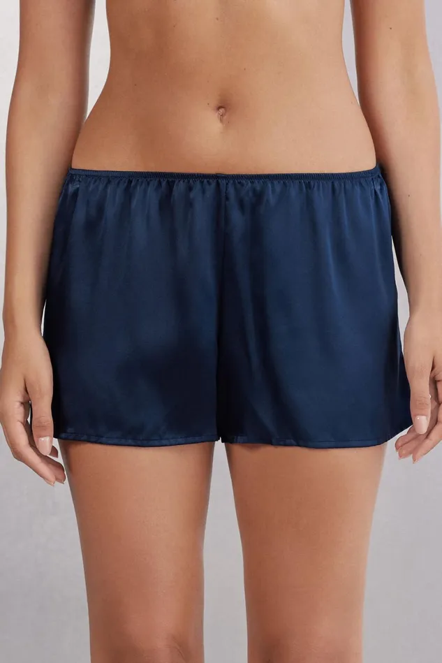 Intimissimi Short Pajamas Women Smooth SilkSatin Shorts Blue 1467 8211 Intense Blue