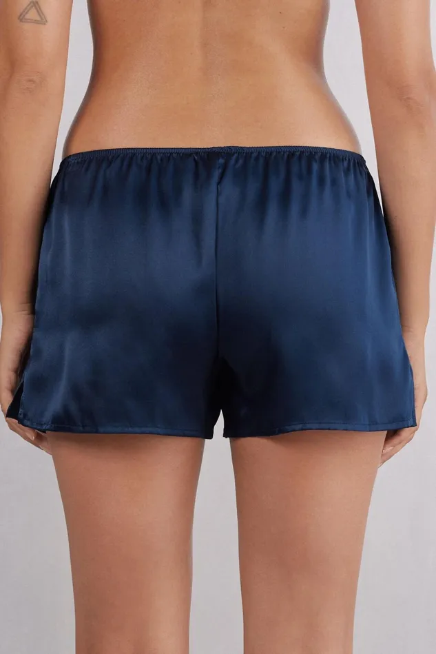 Intimissimi Short Pajamas Women Smooth SilkSatin Shorts Blue 1467 8211 Intense Blue