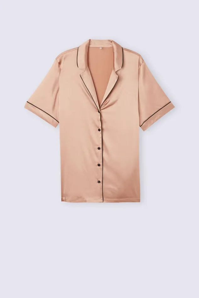 Intimissimi Short Pajamas Women Swear Cut Short Sleeve Silk Shirt Natural 163i 8211 Satin Pink